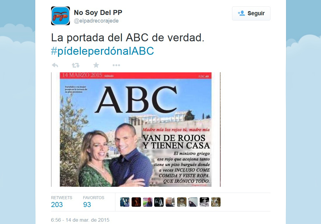 La polémica portada del ABC sobre Varoufakis desata el desprecio de los internautas