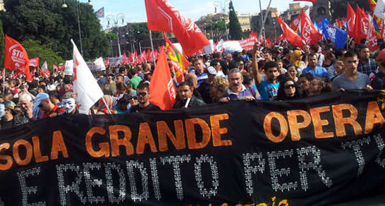 Manifestación en Roma contra la austeridad
