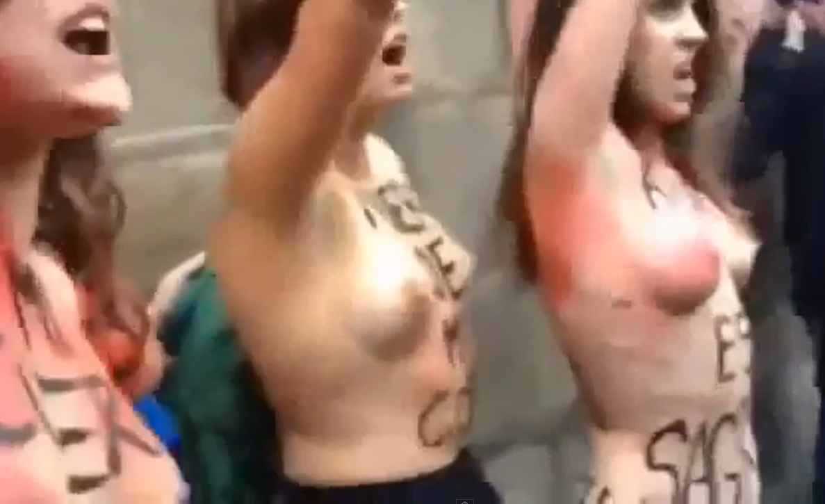 Detenidas 5 activistas de FEMEN por desnudarse en una manifestación antiabortista