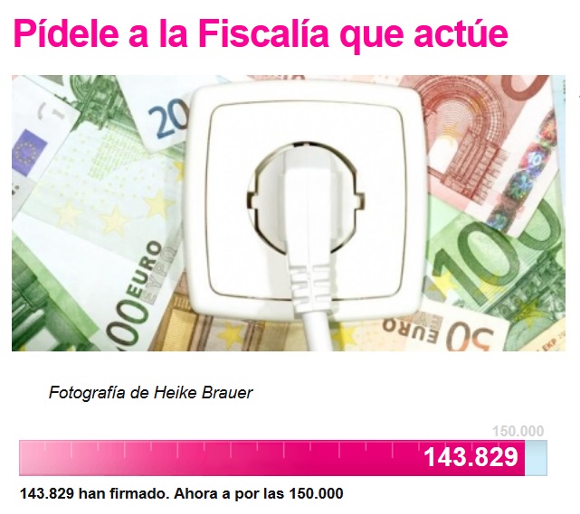 143.000 ciudadanos exigen a Anticorrupción la investigación del “regalo” de 3.400 millones de euros del Gobierno a las eléctricas