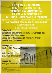 Una cadena humana rodeará el Parlament para exigir la libertad de los condenados del 15M catalán 