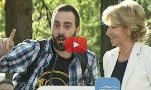 (Vídeo) Stop Desahucios toma el mitin de Aguirre y hace un escrache a Cifuentes